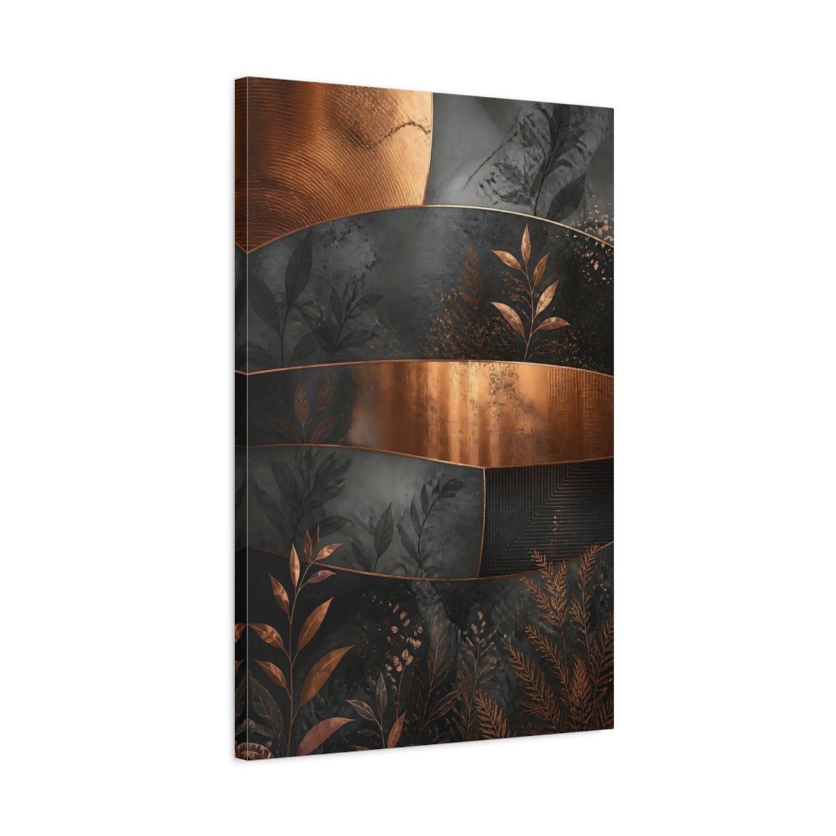 Nature Foliage Copper And Black Canvas Print – Living Room, Above Couch, - YesArtYes