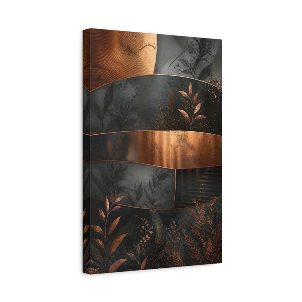 Nature Foliage Copper And Black Canvas Print – Living Room, Above Couch, - YesArtYes