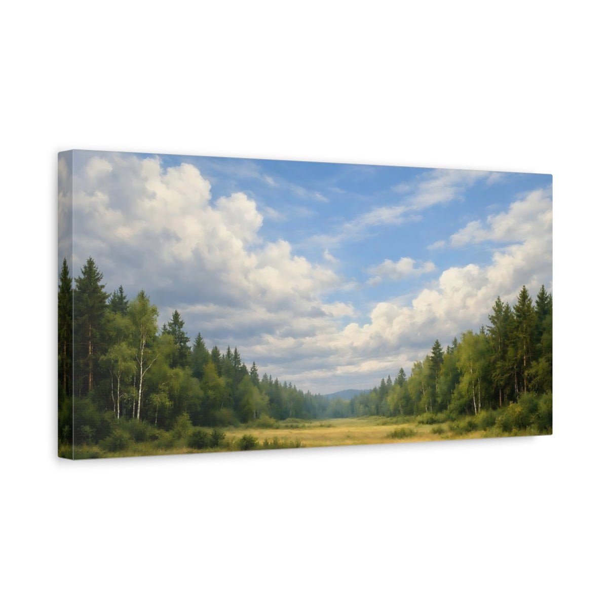 Nature Forest Clearing Green And Blue - Canvas Wall Art Print - YesArtYes