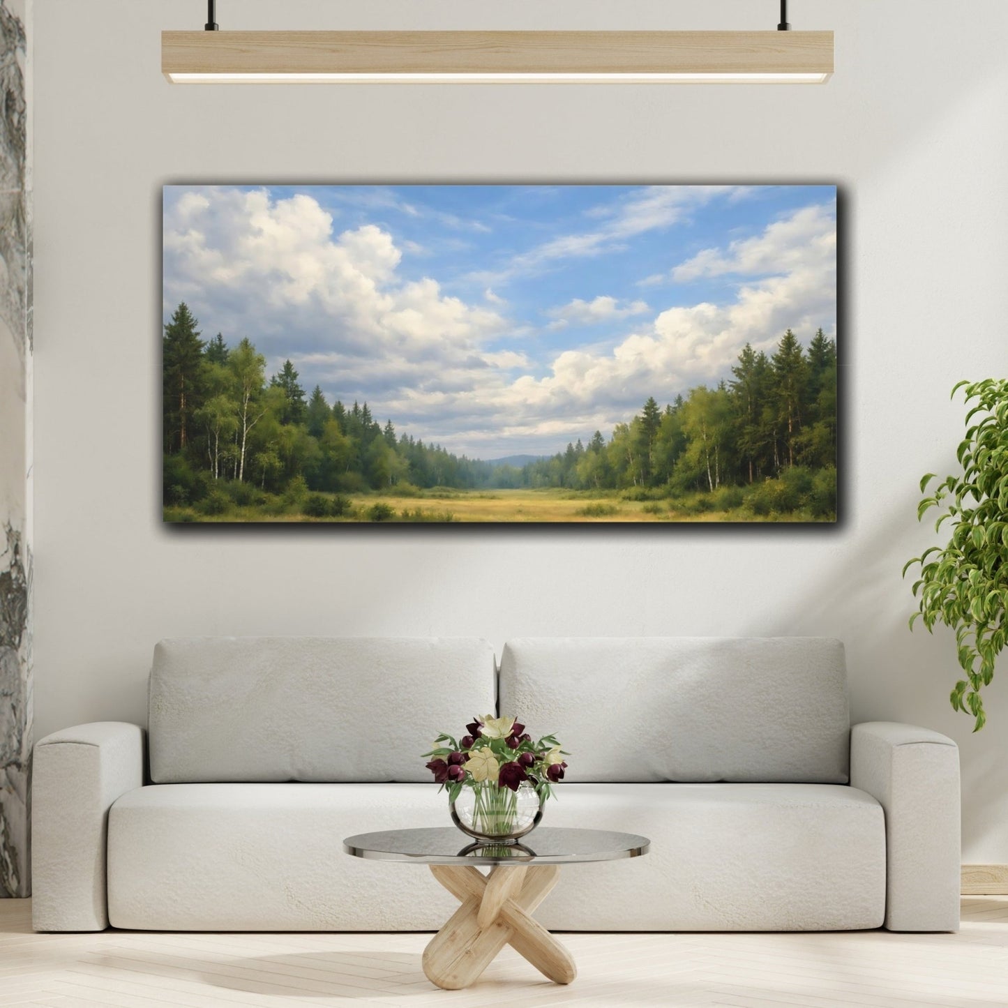 Nature Forest Clearing Green And Blue - Canvas Wall Art Print - YesArtYes