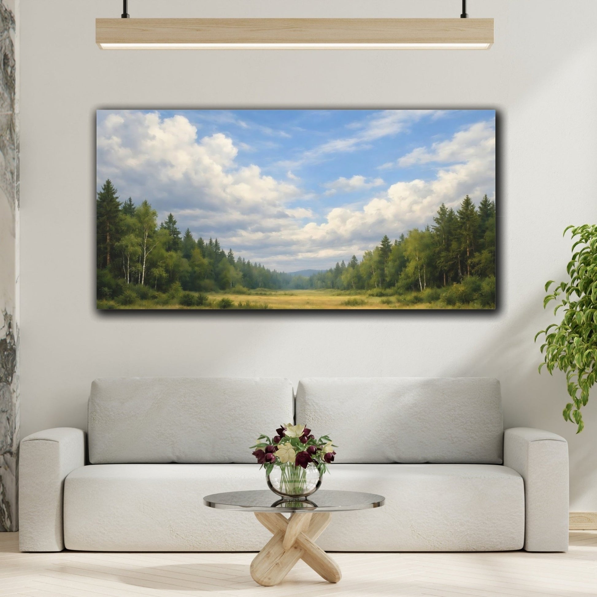 Nature Forest Clearing Green And Blue - Canvas Wall Art Print - YesArtYes