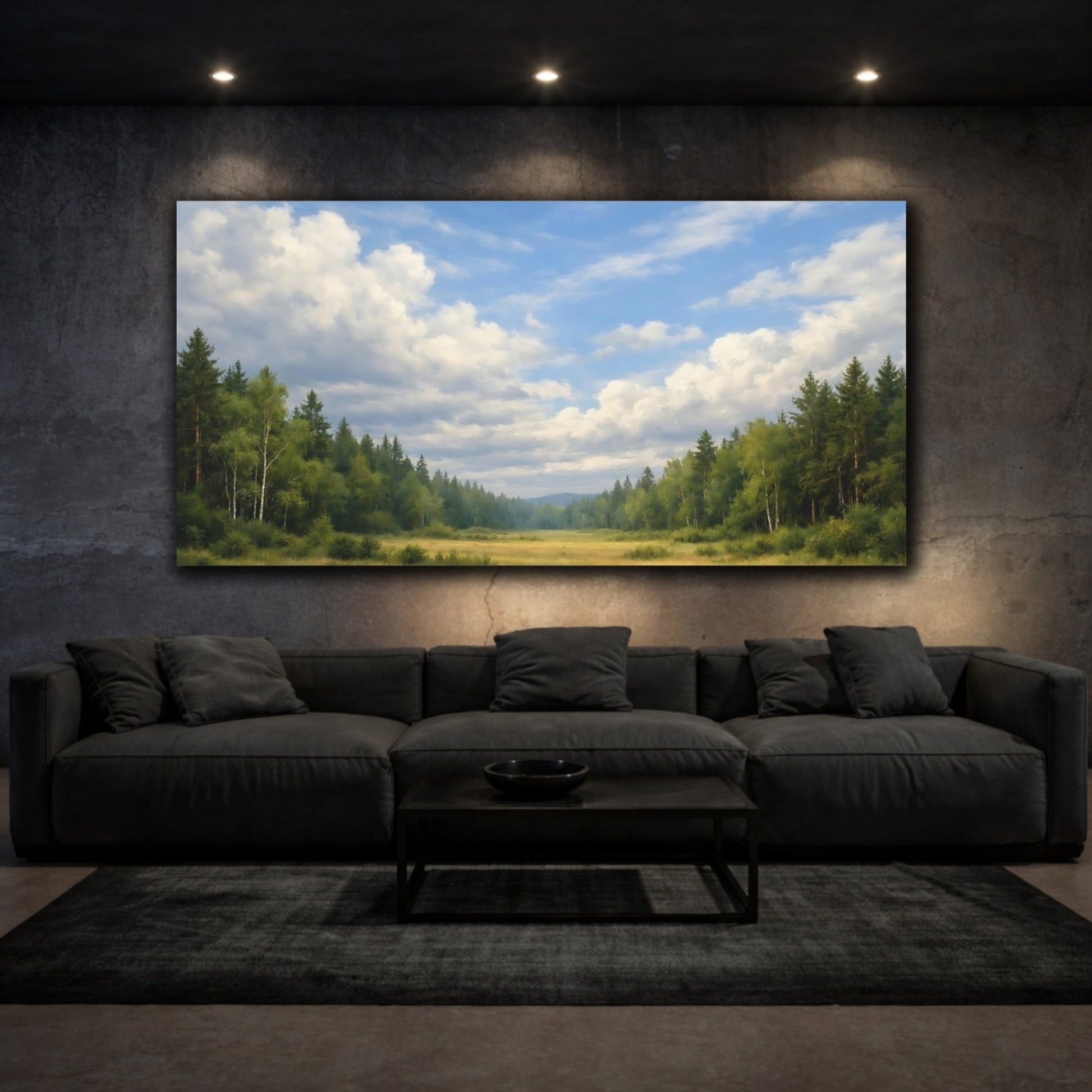 Nature Forest Clearing Green And Blue - Canvas Wall Art Print - YesArtYes