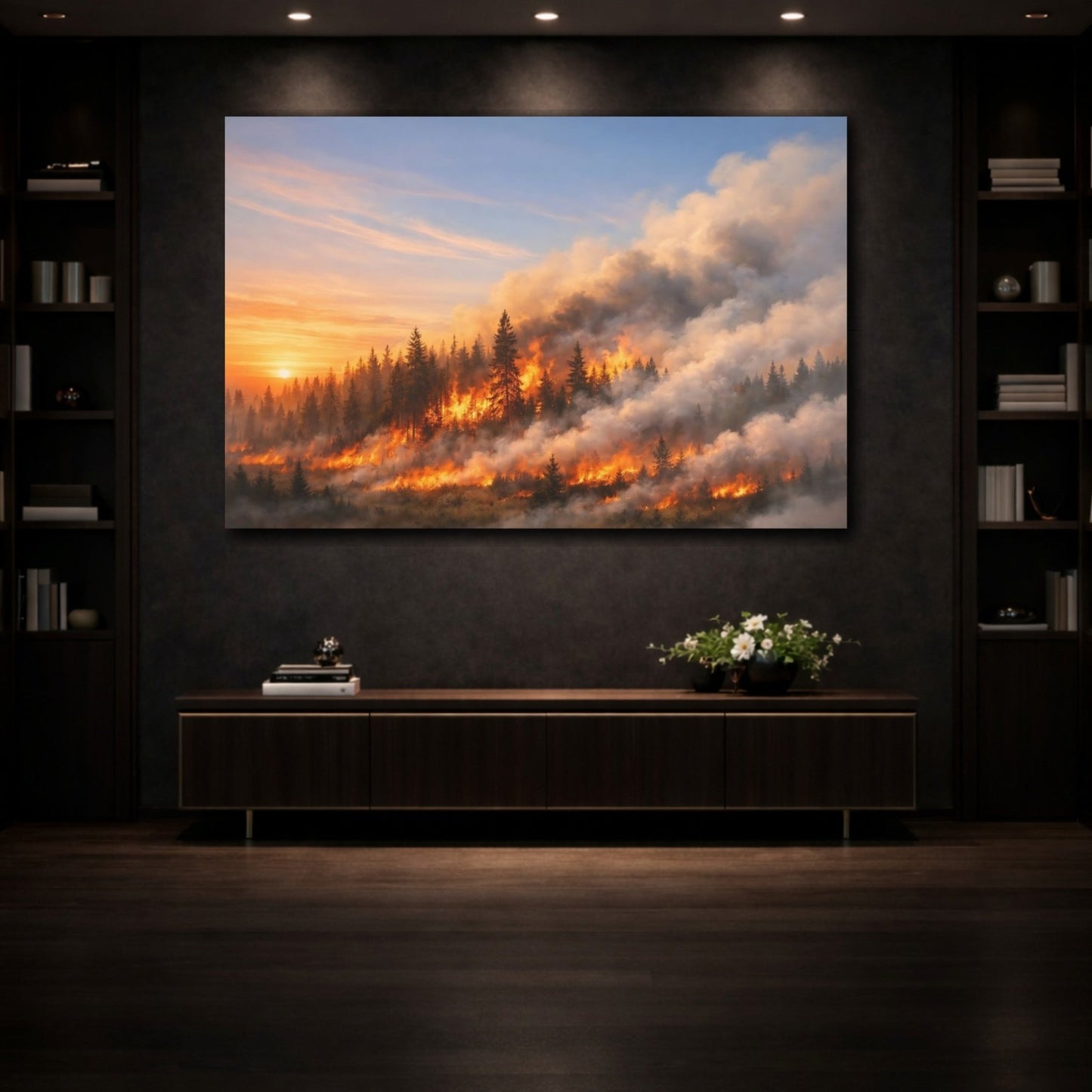 Nature Forest Fire Orange - Canvas Wall Art Print - YesArtYes