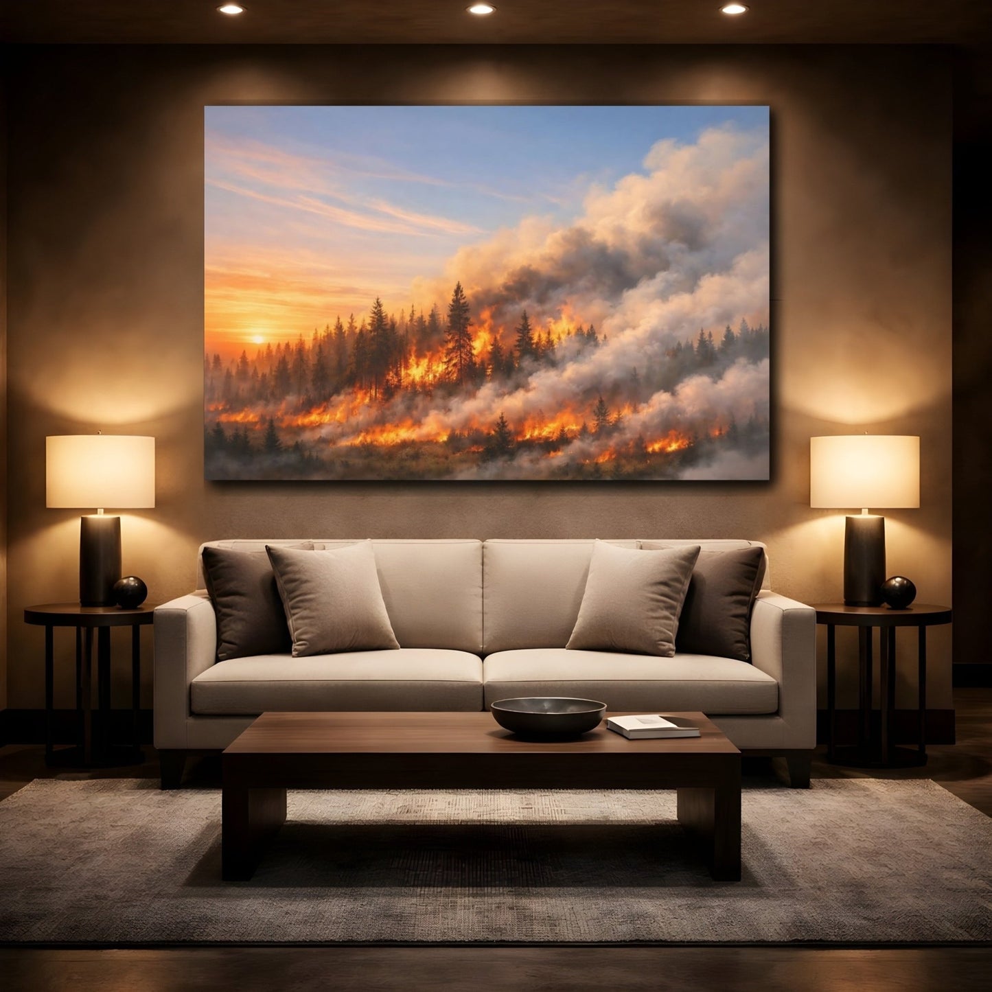 Nature Forest Fire Orange - Canvas Wall Art Print - YesArtYes