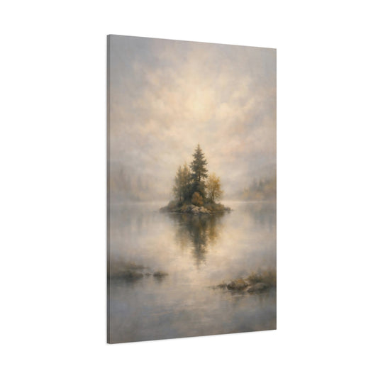 Main Mockup. Nature Forest Island Misty Forest Island shown as stretched canvas wall art