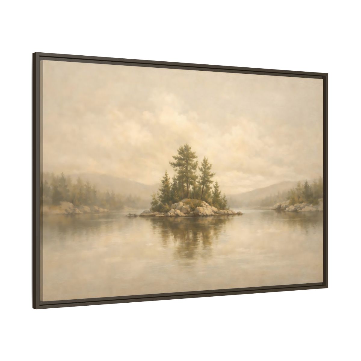 Main Mockup. Nature Forest Island Neutral Landscape shown as stretched canvas wall art