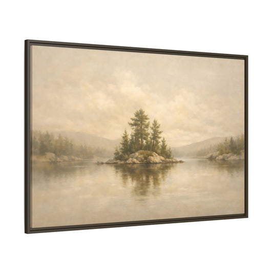 Main Mockup. Nature Forest Island Neutral Landscape shown as stretched canvas wall art