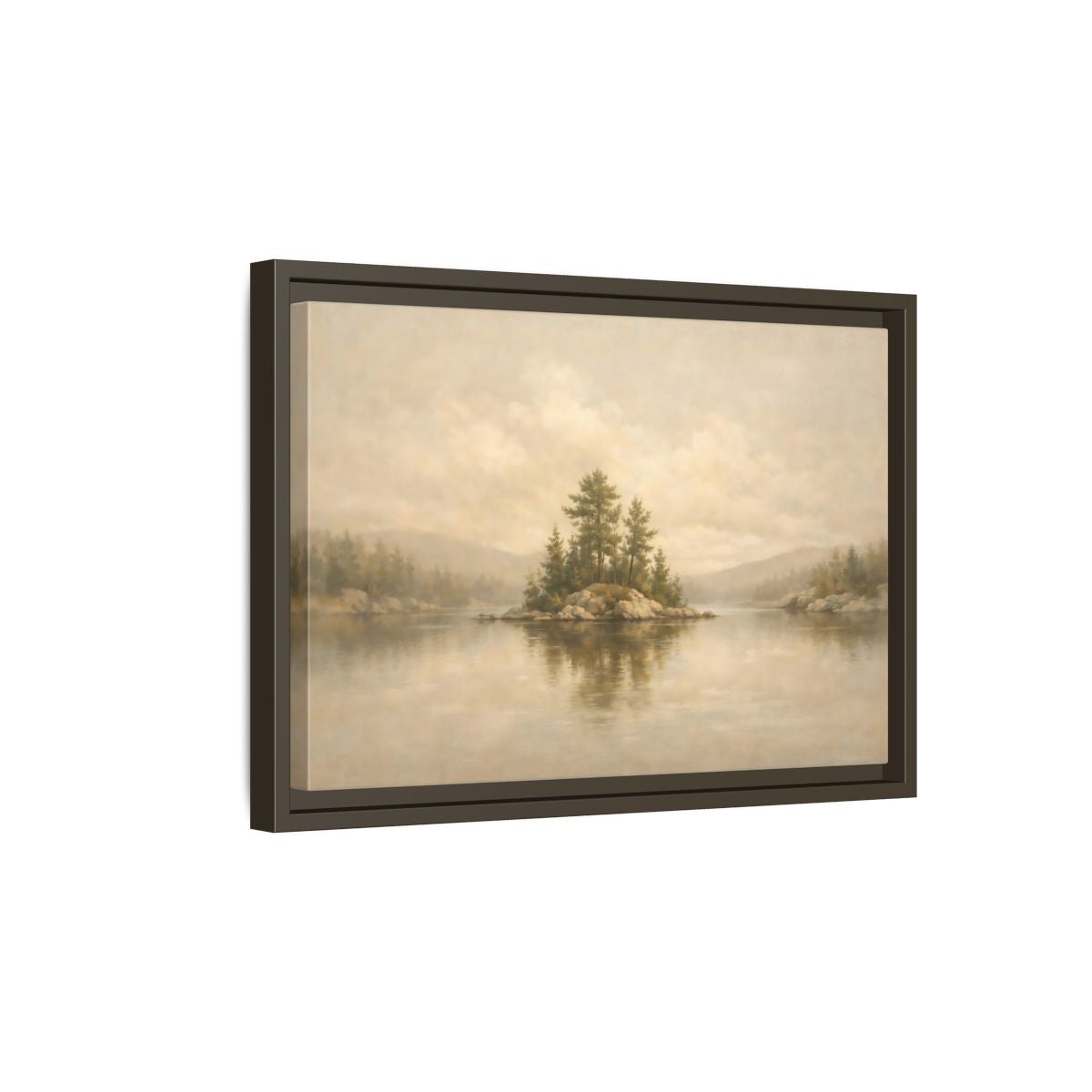 Side Mockup 5. Nature Forest Island Neutral Landscape shown as stretched canvas wall art