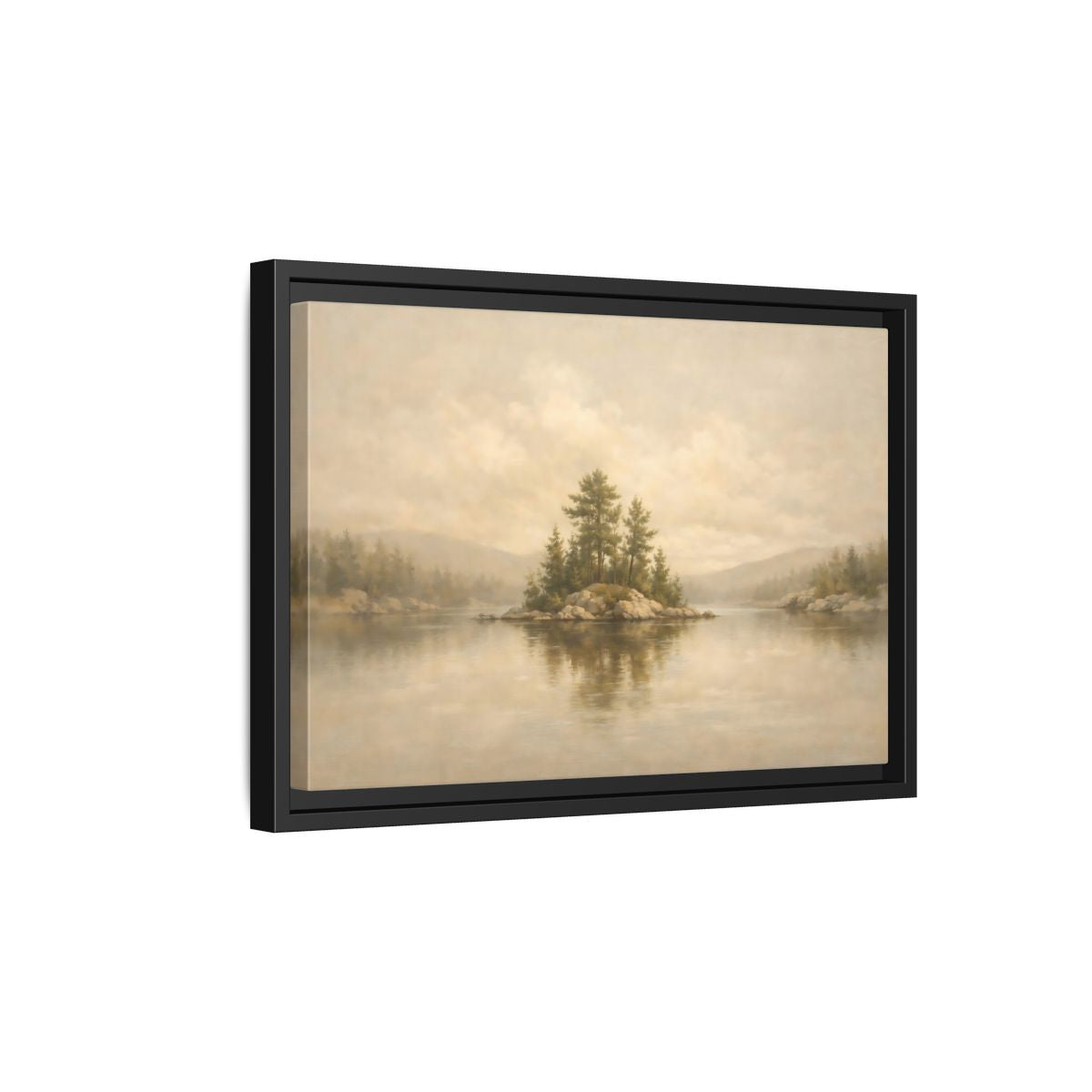 Side Mockup 6. Nature Forest Island Neutral Landscape shown as stretched canvas wall art