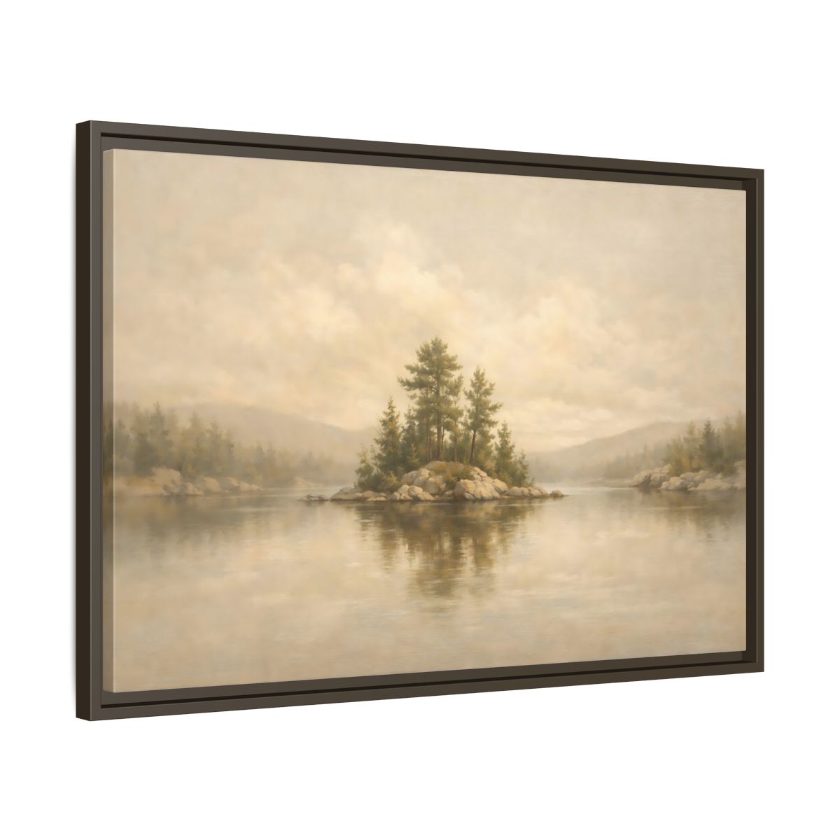 Side Mockup 11. Nature Forest Island Neutral Landscape shown as stretched canvas wall art