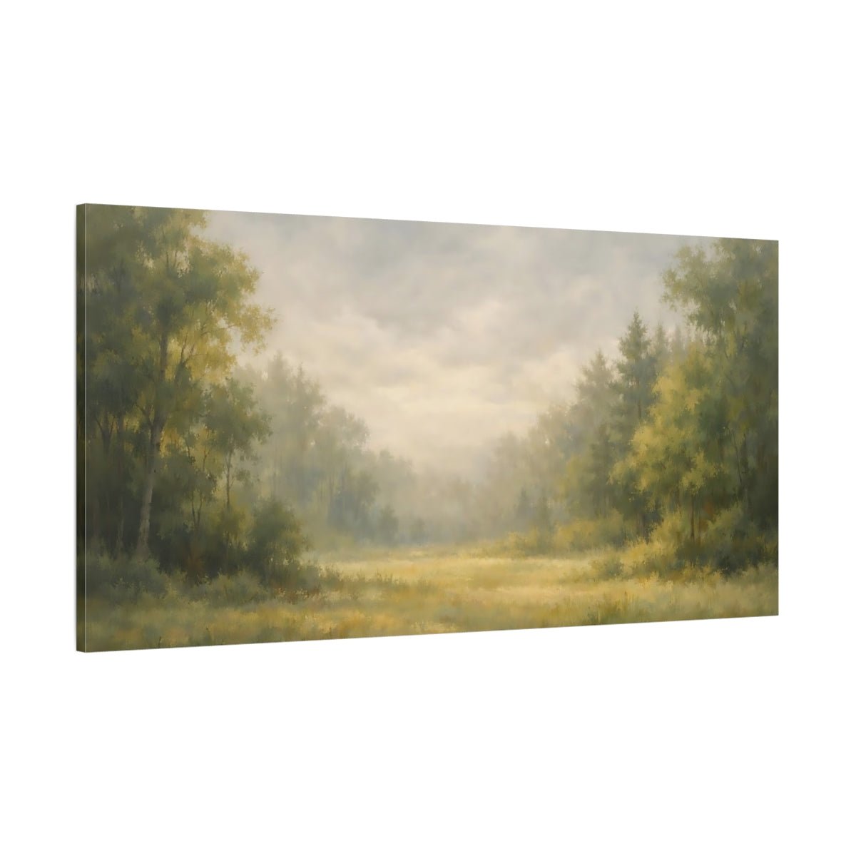 Nature Forest Meadow Green Gold Mist - Canvas Wall Art Print - YesArtYes