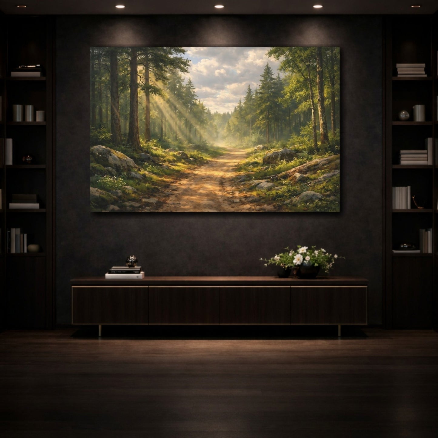 Nature Forest Path Green - Canvas Wall Art Print - YesArtYes
