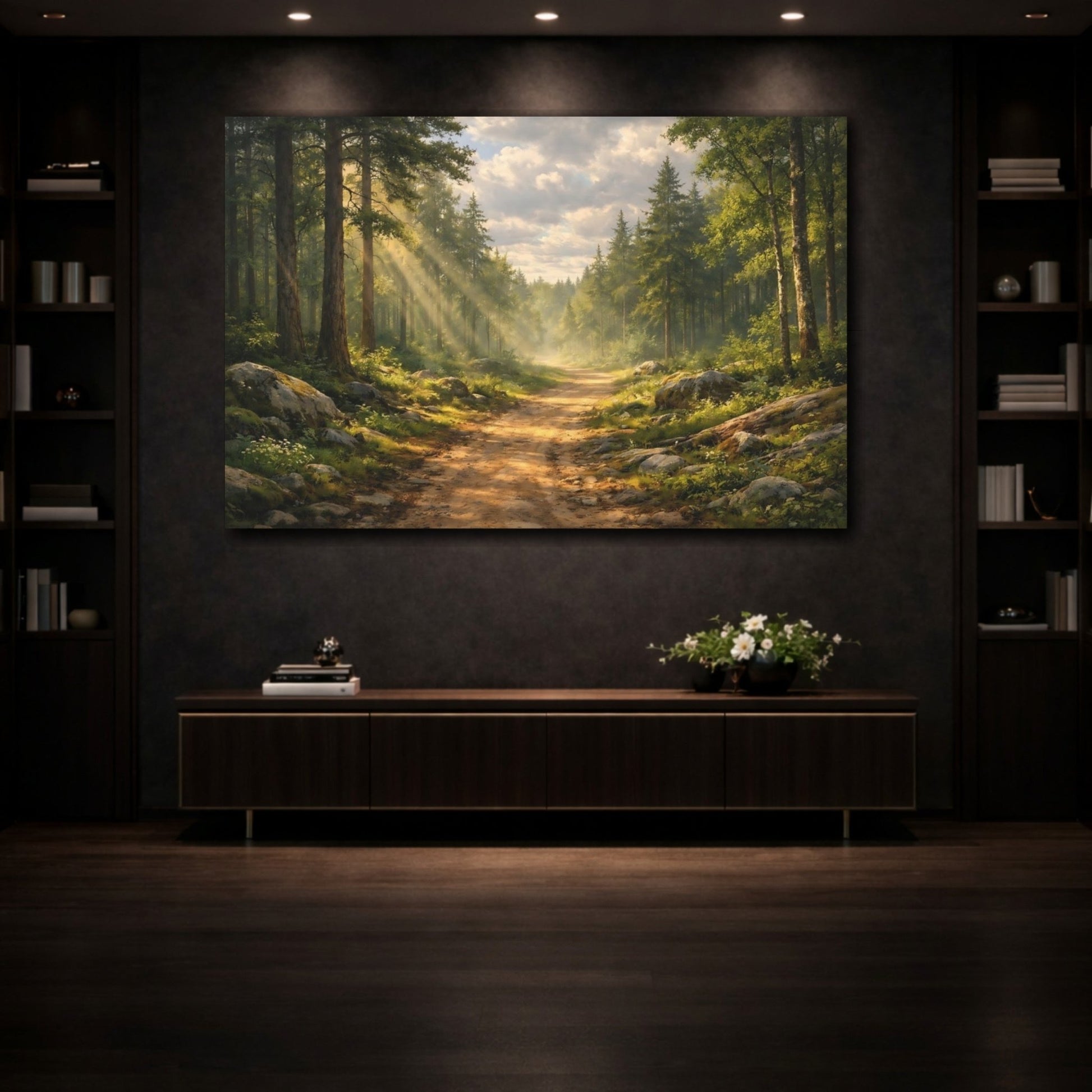 Nature Forest Path Green - Canvas Wall Art Print - YesArtYes