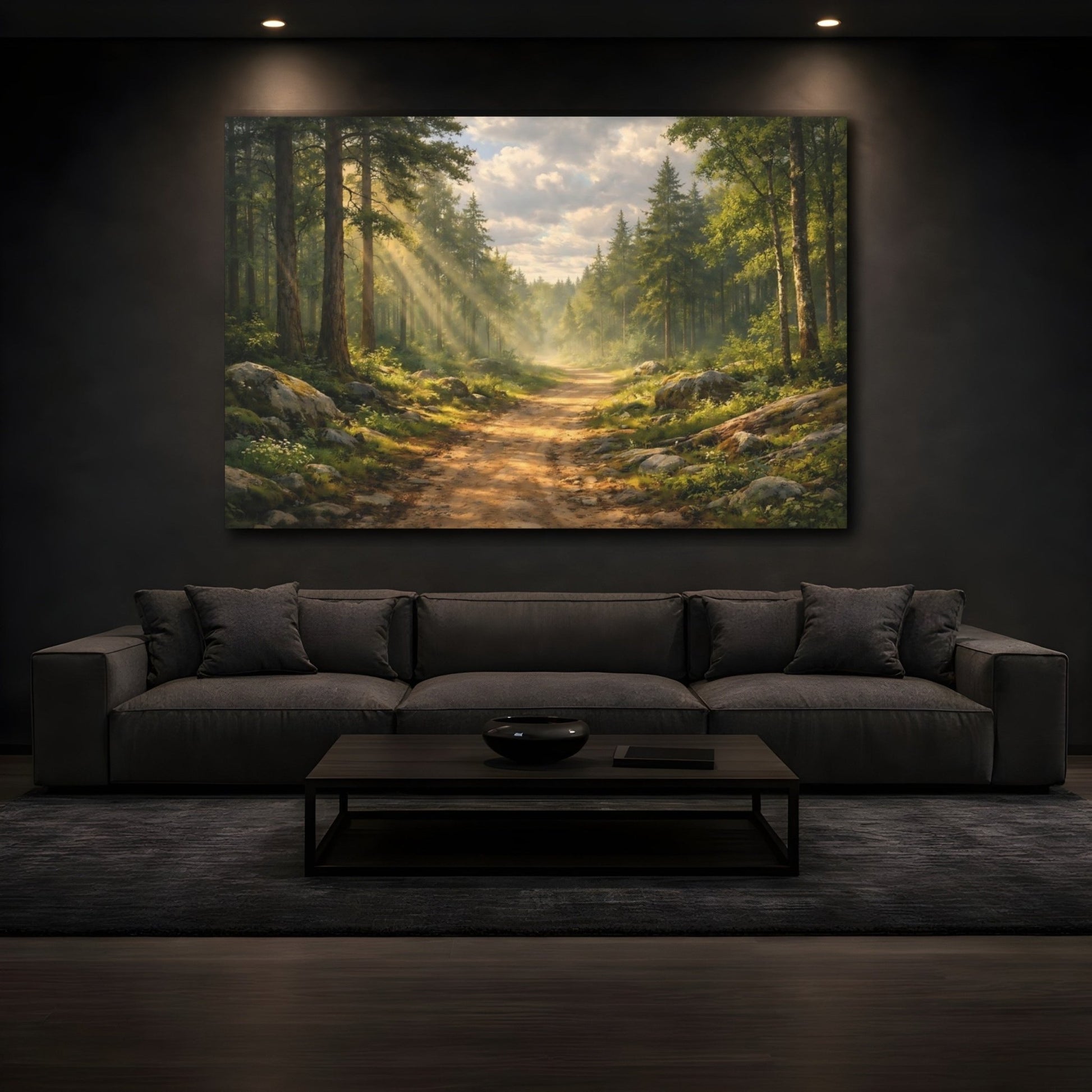 Nature Forest Path Green - Canvas Wall Art Print - YesArtYes