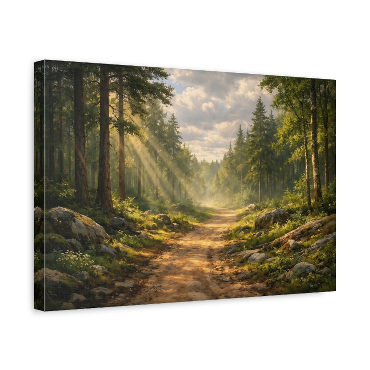 Nature Forest Path Green - Canvas Wall Art Print - YesArtYes