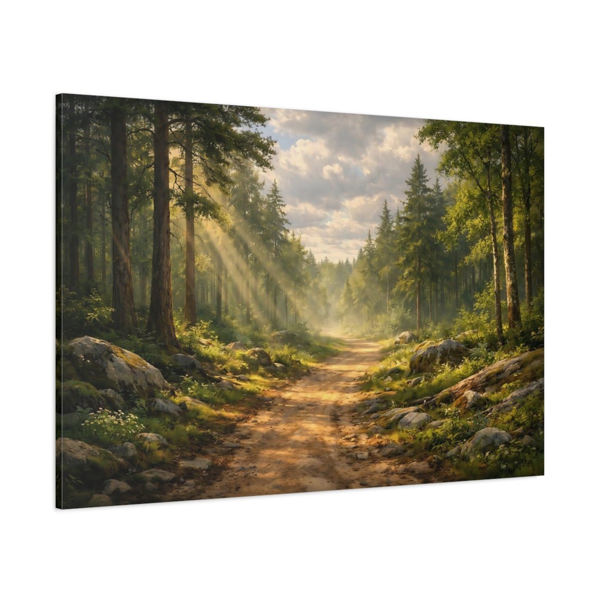 Nature Forest Path Green - Canvas Wall Art Print - YesArtYes