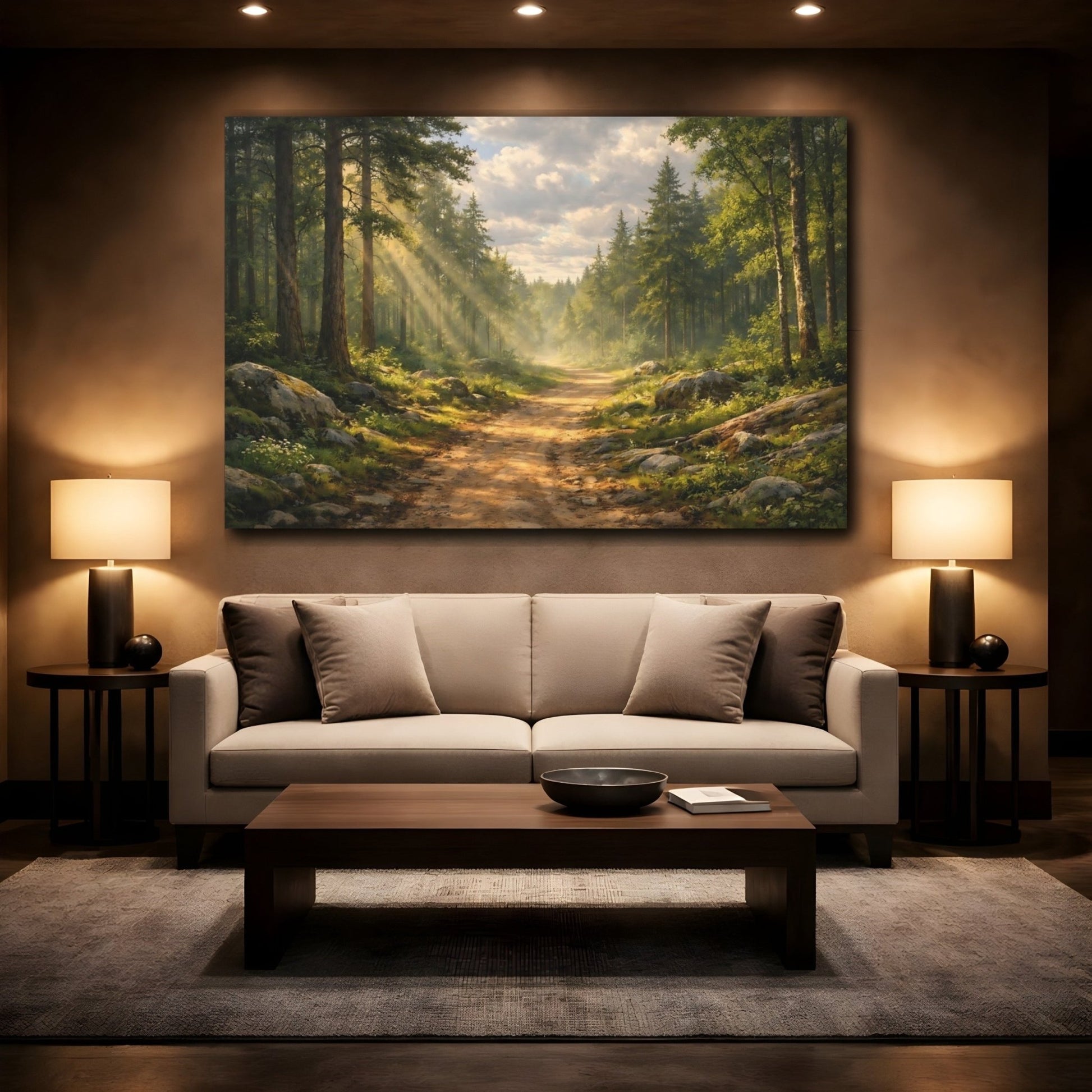 Nature Forest Path Green - Canvas Wall Art Print - YesArtYes