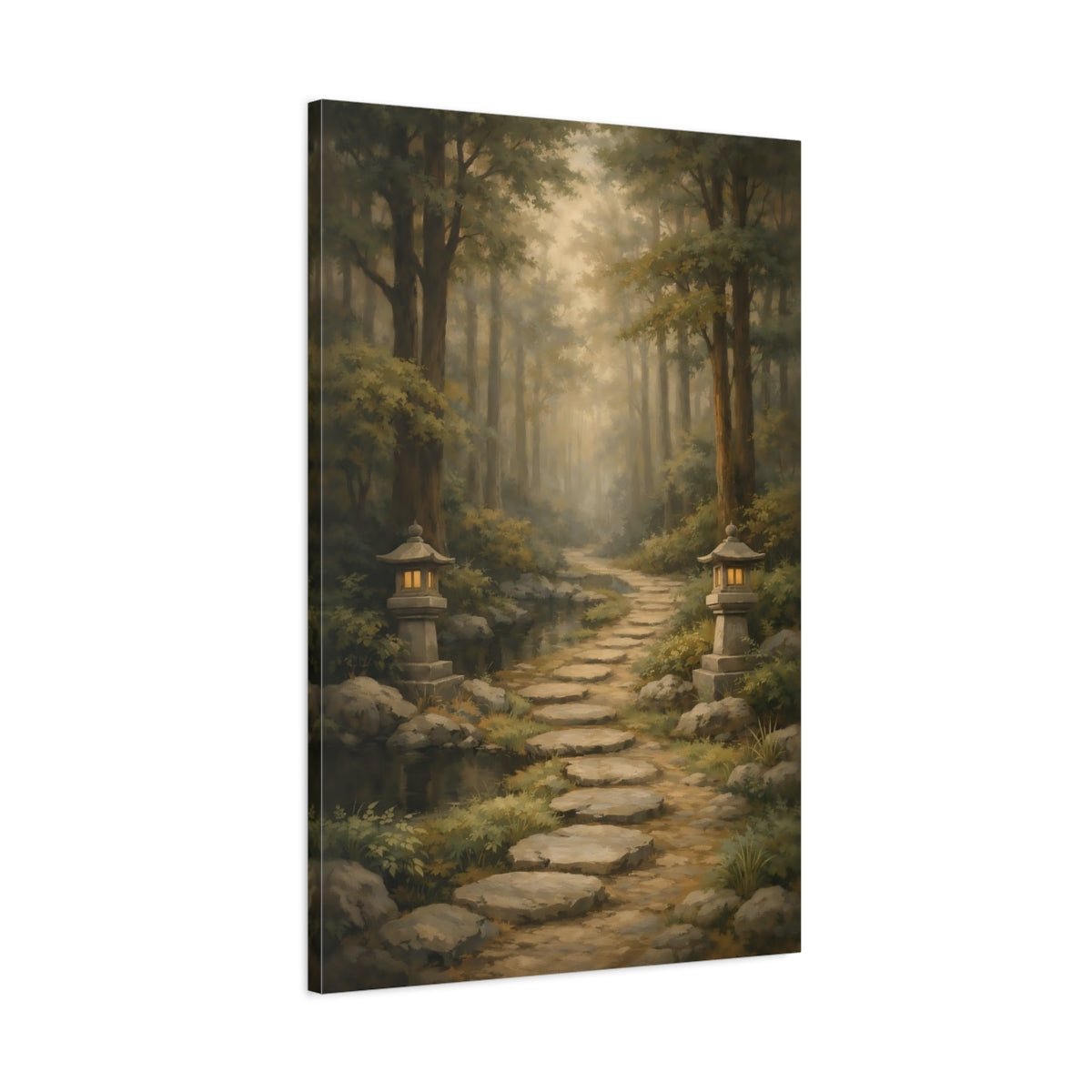 Nature Forest Path Misty - Canvas Wall Art Print - YesArtYes