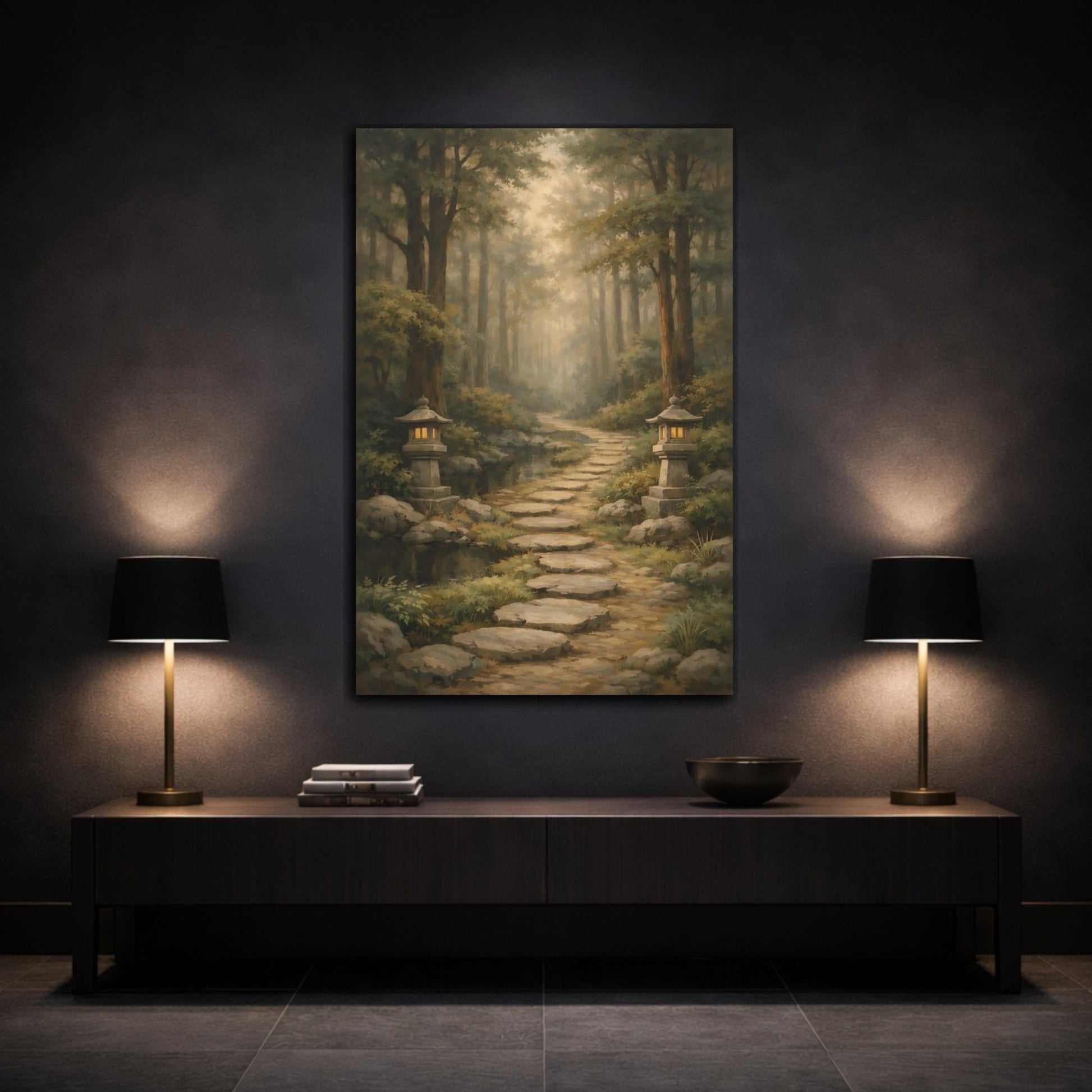 Nature Forest Path Misty - Canvas Wall Art Print - YesArtYes