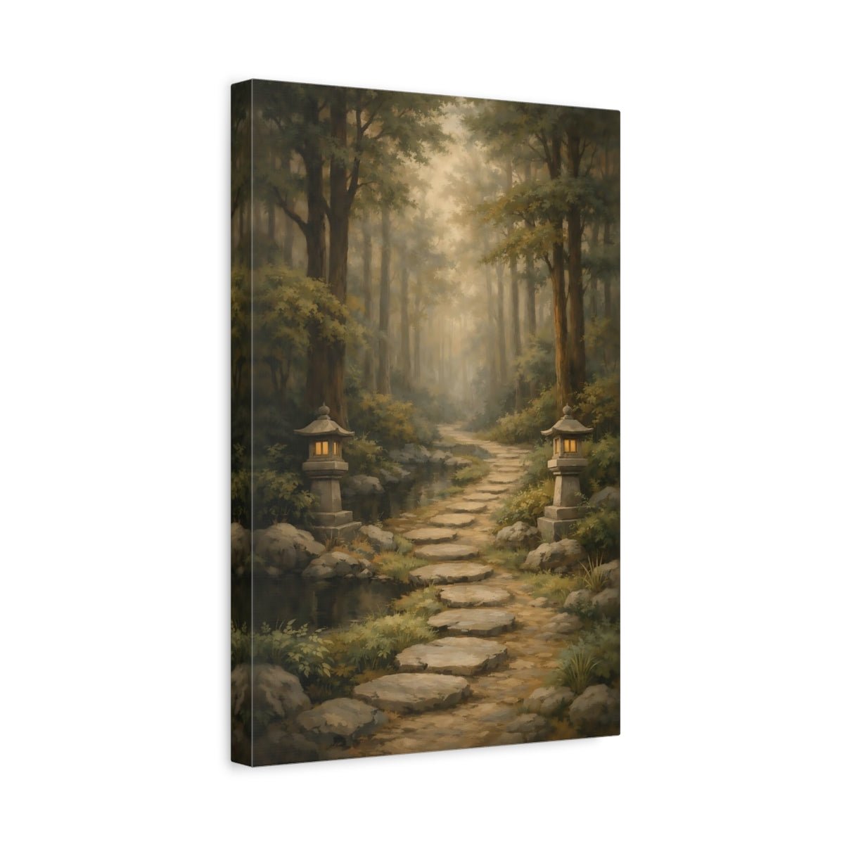 Nature Forest Path Misty - Canvas Wall Art Print - YesArtYes