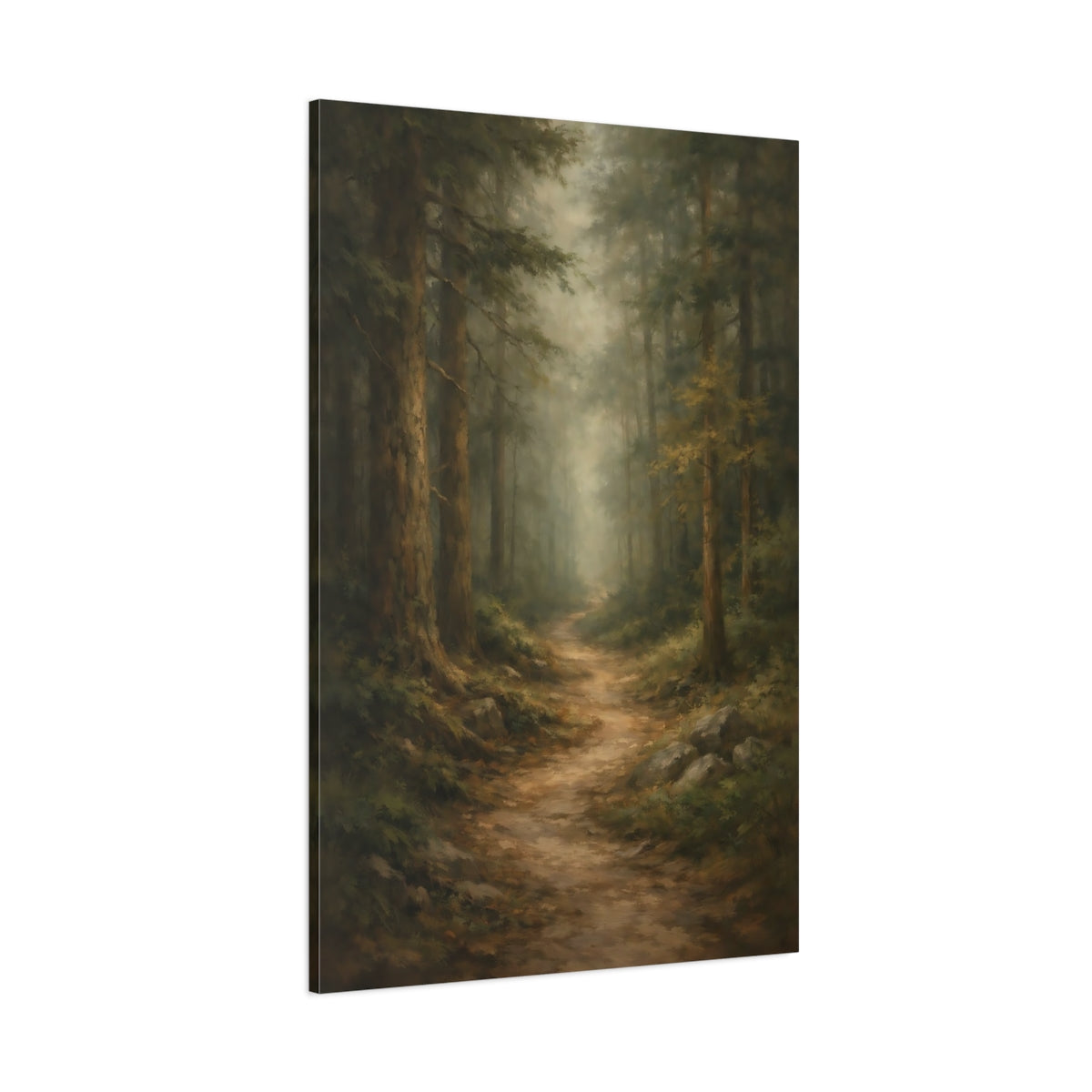 Main Mockup. Nature Forest Path Misty Forest Path shown as stretched canvas wall art