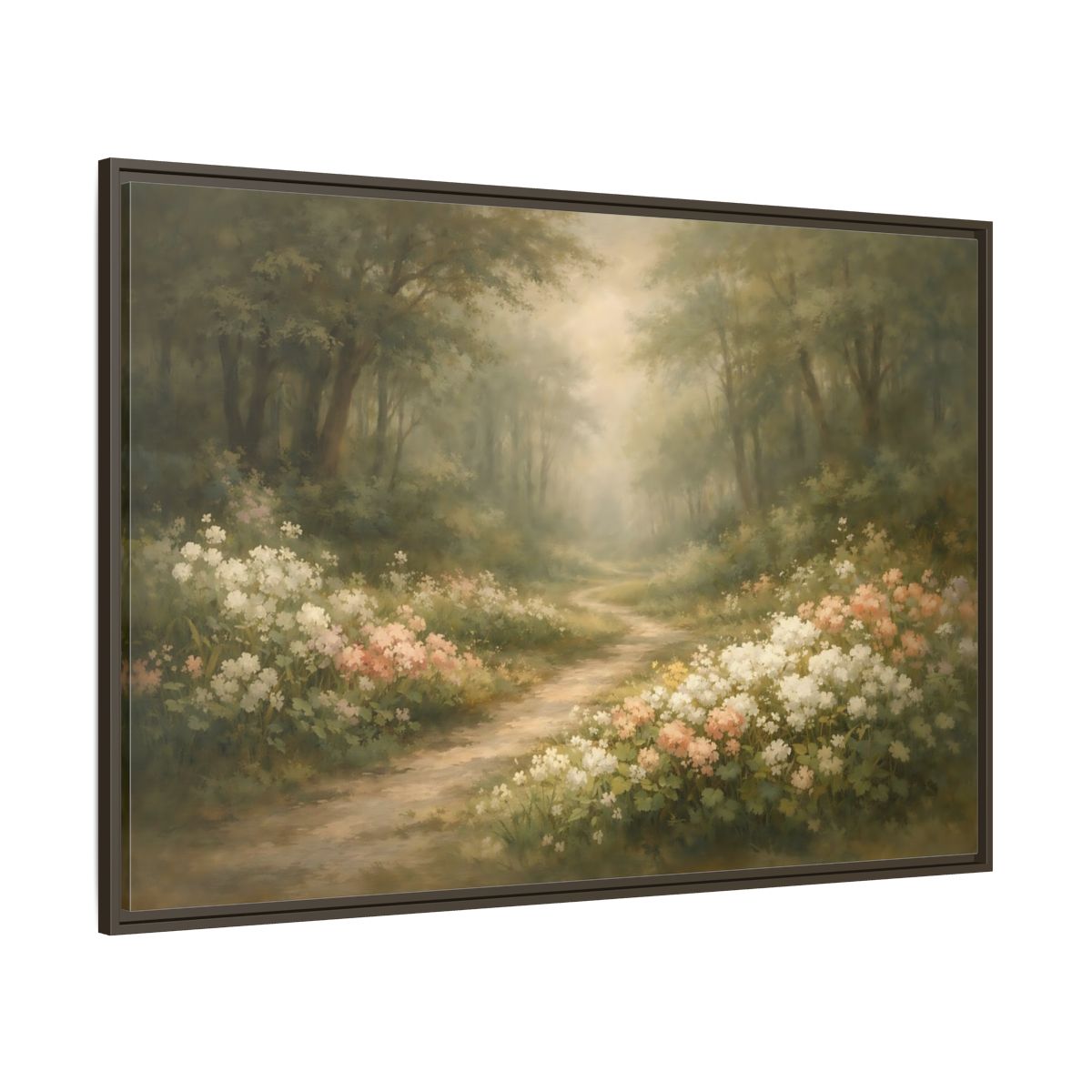 Main Mockup. Nature Forest Path Misty Forest Path shown as stretched canvas wall art