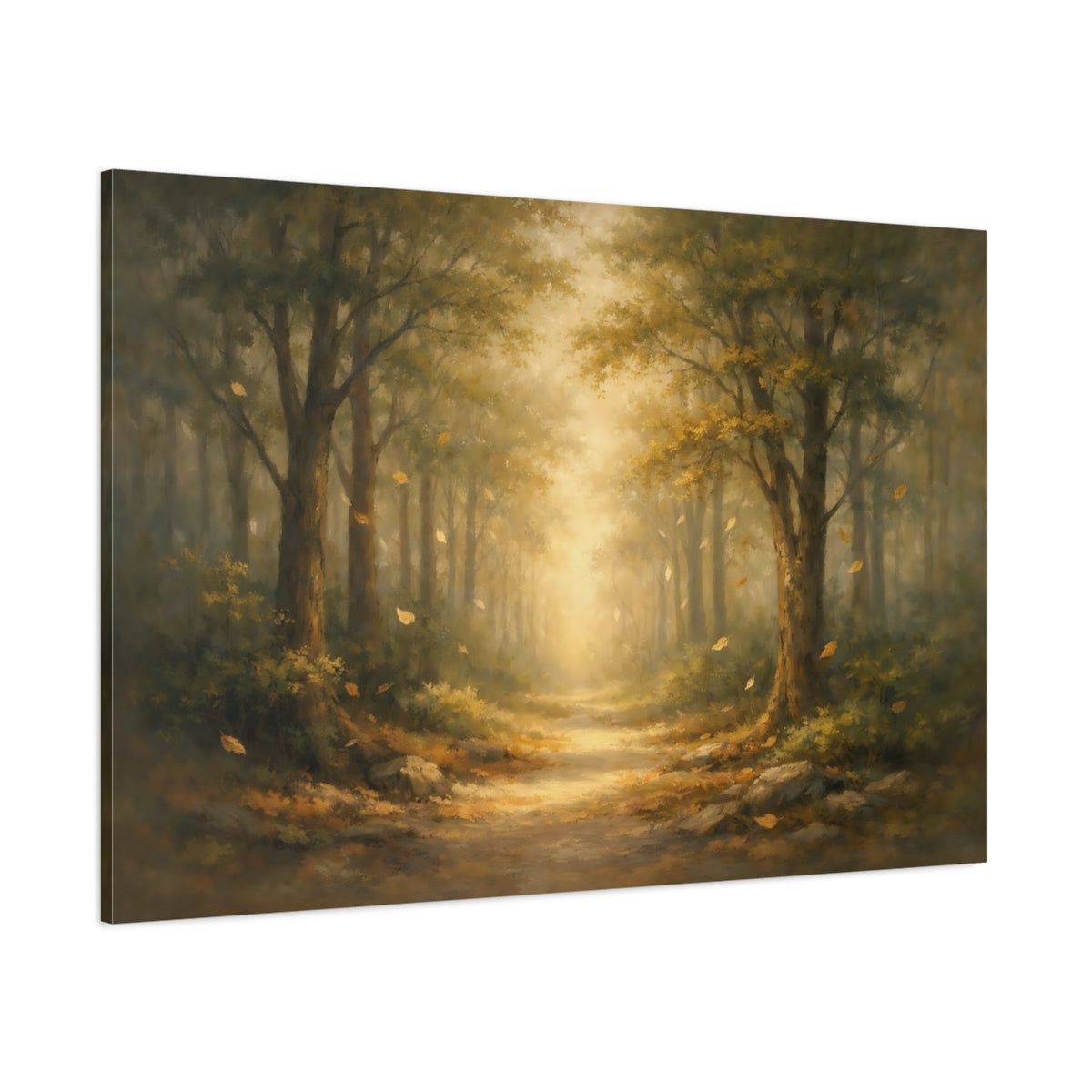 Main Mockup. Nature Forest Path Misty Forest Path shown as stretched canvas wall art