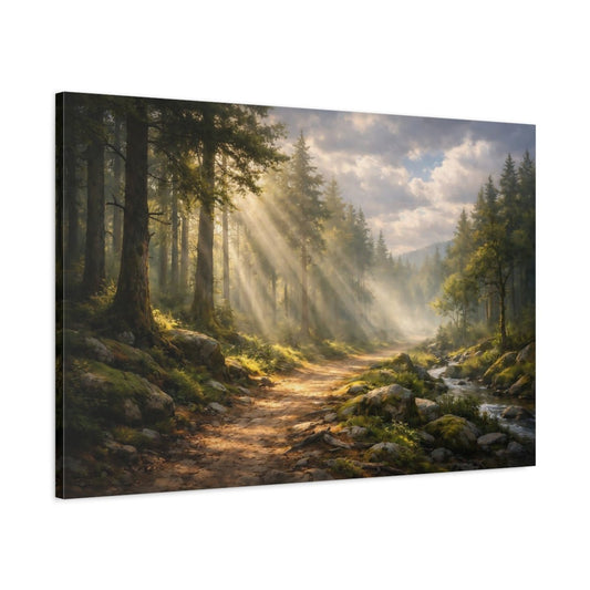 Nature Forest Path Sunlit - Canvas Wall Art Print - YesArtYes
