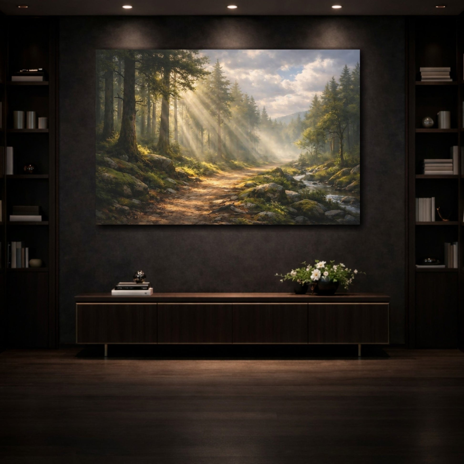 Nature Forest Path Sunlit - Canvas Wall Art Print - YesArtYes
