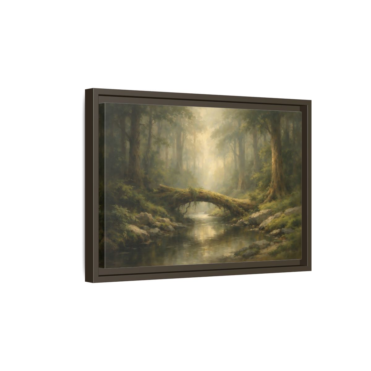 Side Mockup 5. Nature Forest River Green Forest shown as stretched canvas wall art