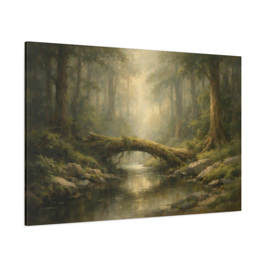 Main Mockup. Nature Forest Stream Green Forest shown as stretched canvas wall art