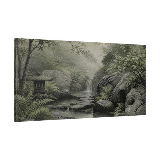 Nature Forest Stream Zen Garden Canvas Print – realistic Living Room, Above Sofa - YesArtYes