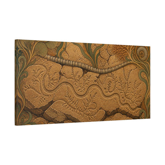 Main Mockup. Nature Fossil Slab shown as canvas print