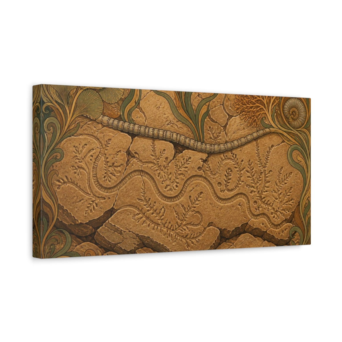 Side Mockup 3. Nature Fossil Slab shown as canvas print