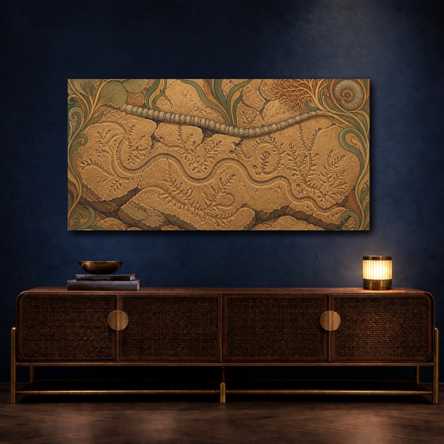 Mockup 4. Nature Fossil Slab shown as canvas print