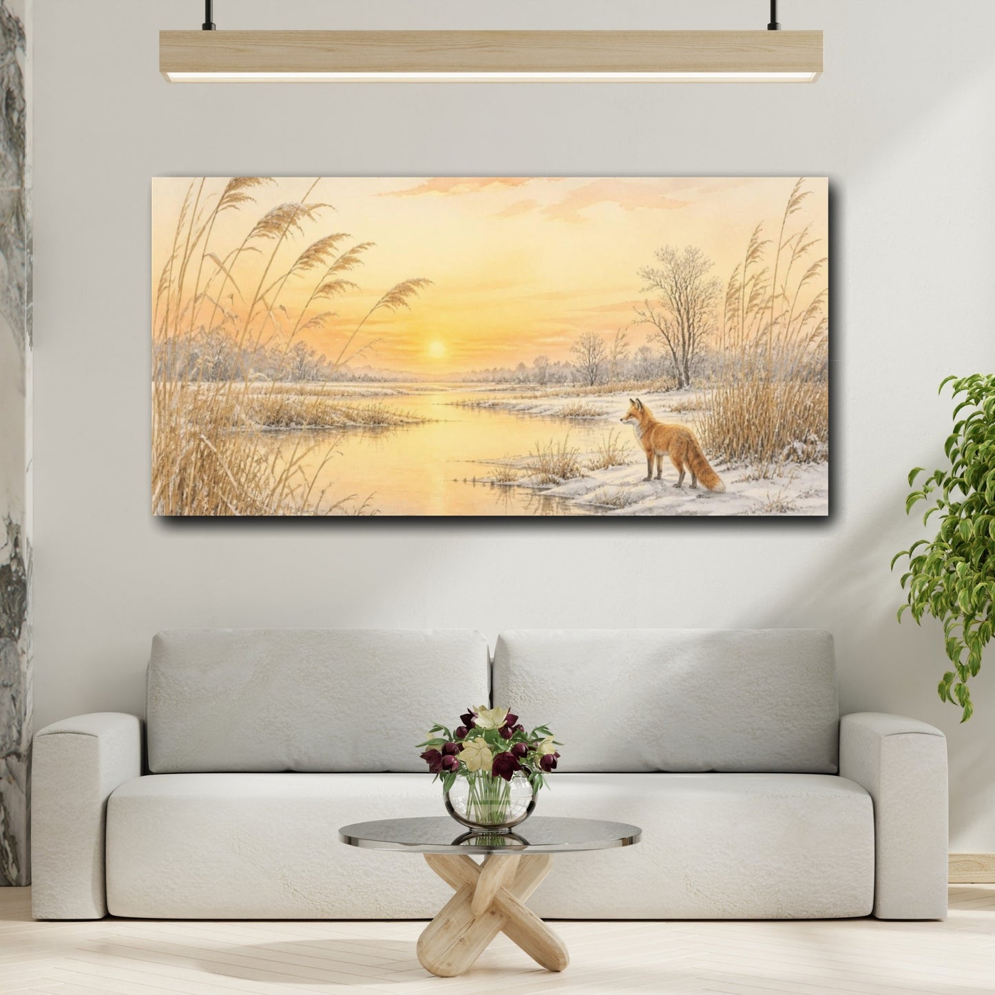 Mockup 2. Nature Fox At Sunrise shown as canvas print