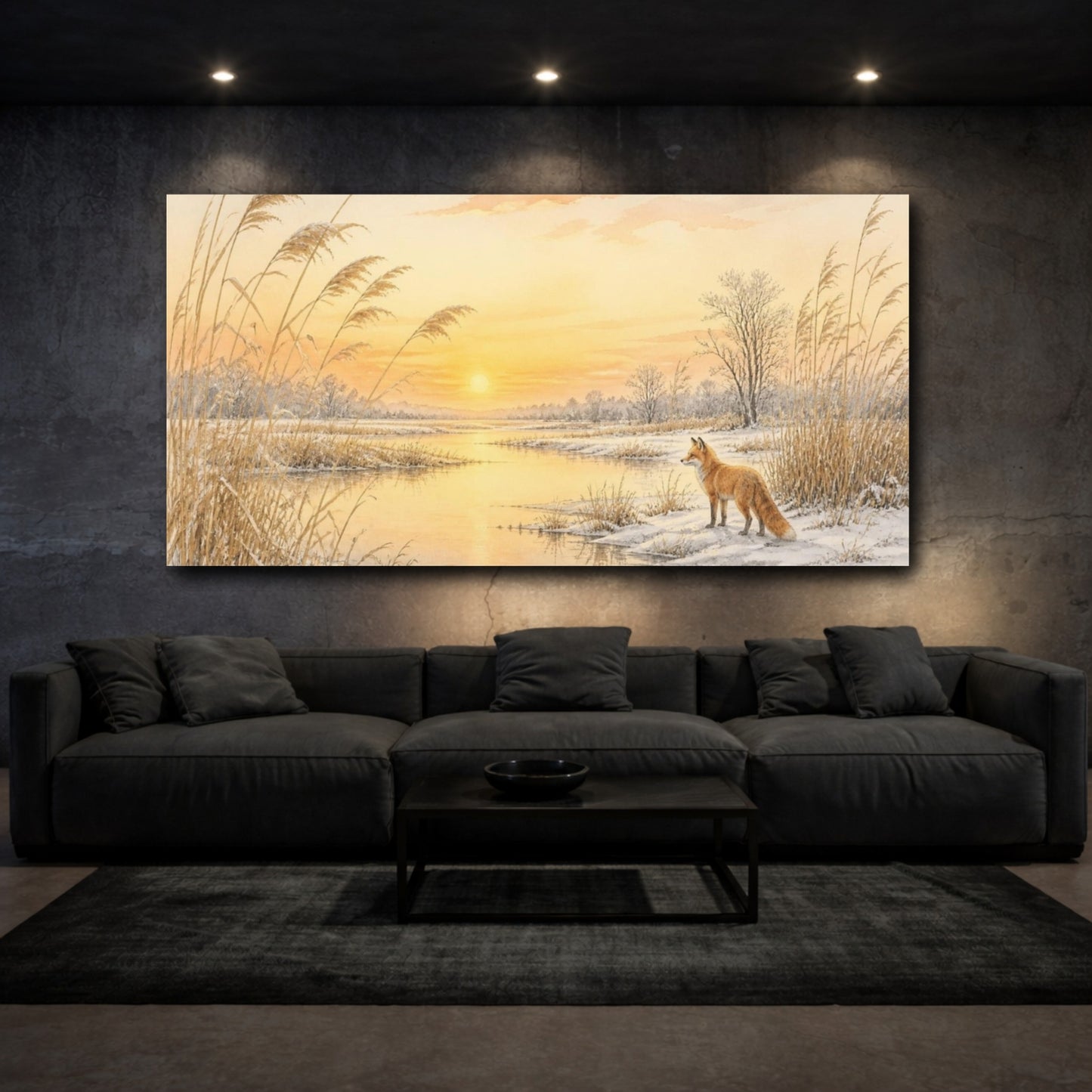 Mockup 3. Nature Fox At Sunrise shown as canvas print