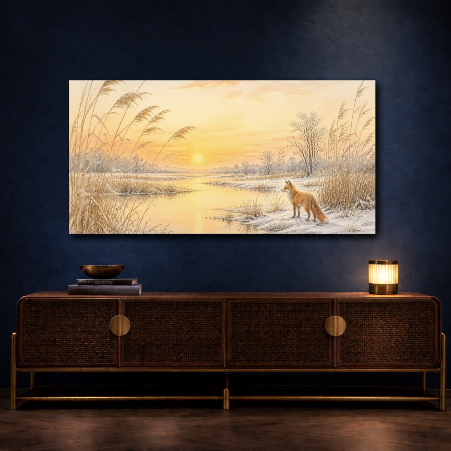 Mockup 4. Nature Fox At Sunrise shown as canvas print