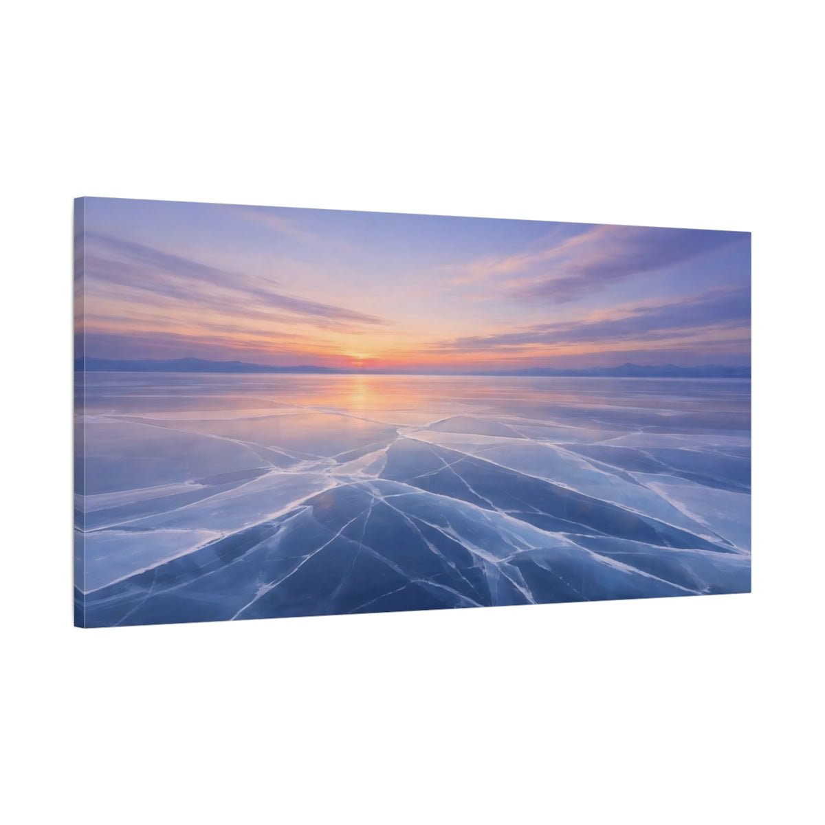 Nature Frozen Lake Blue And Orange - Canvas Wall Art Print - YesArtYes