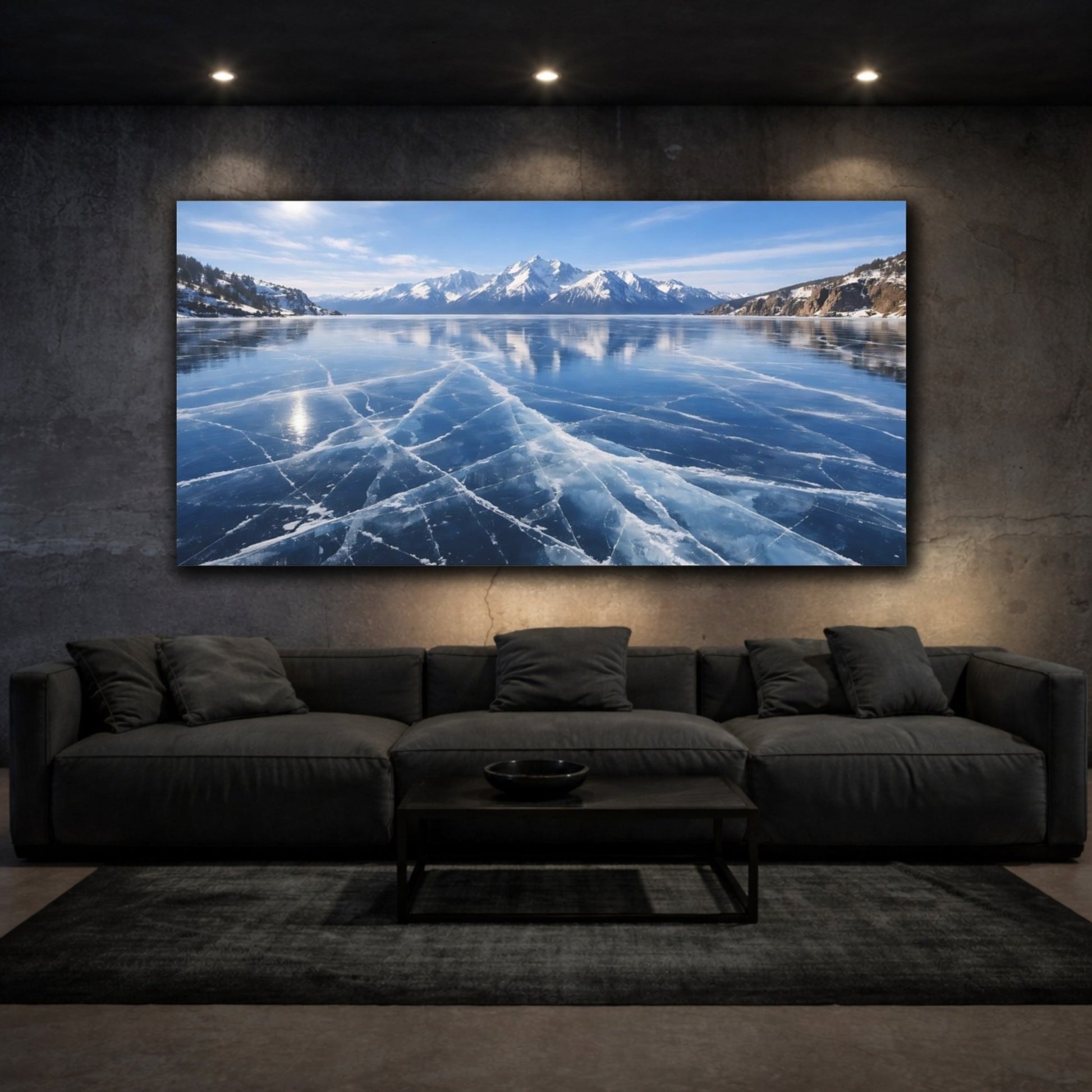 Nature Frozen Lake Blue And White - Canvas Wall Art Print - YesArtYes