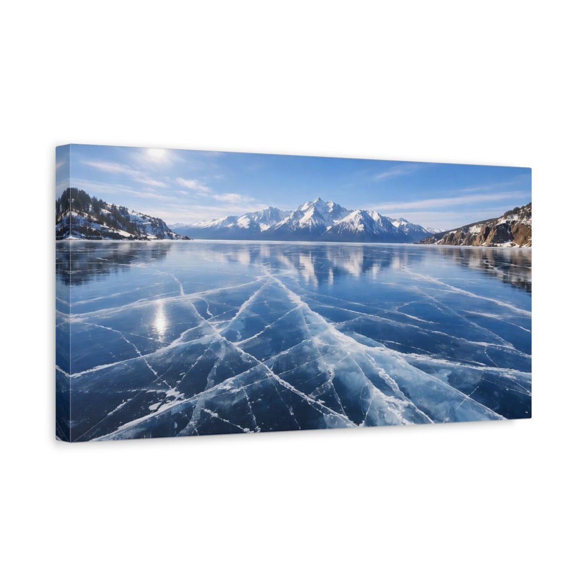 Nature Frozen Lake Blue And White - Canvas Wall Art Print - YesArtYes