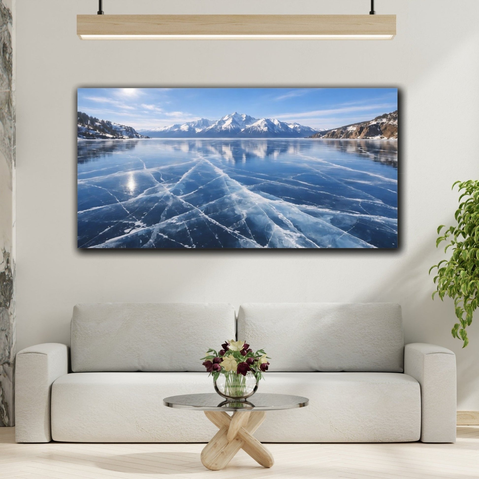 Nature Frozen Lake Blue And White - Canvas Wall Art Print - YesArtYes