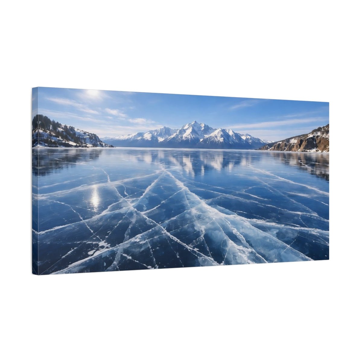 Nature Frozen Lake Blue And White - Canvas Wall Art Print - YesArtYes