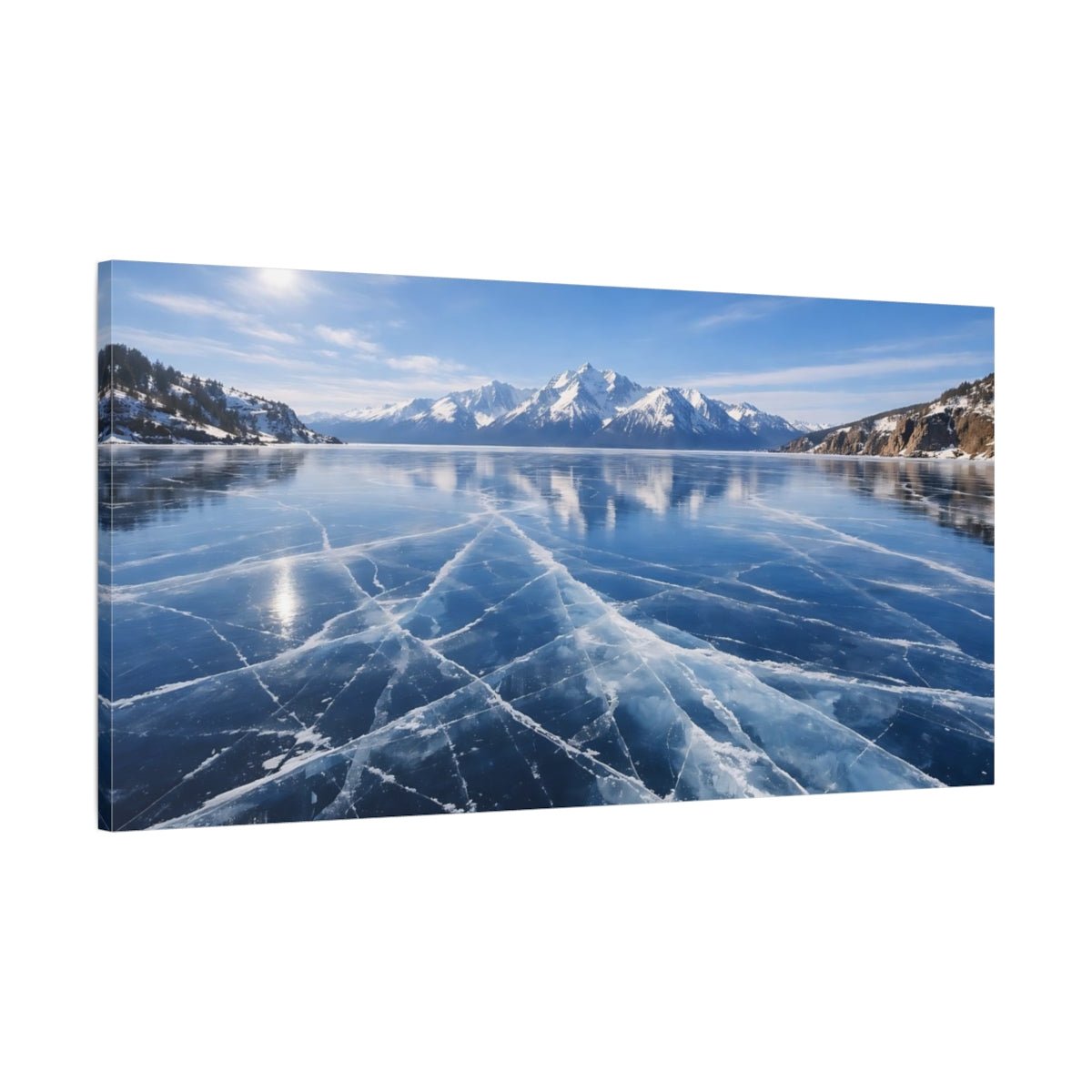 Nature Frozen Lake Blue And White - Canvas Wall Art Print - YesArtYes