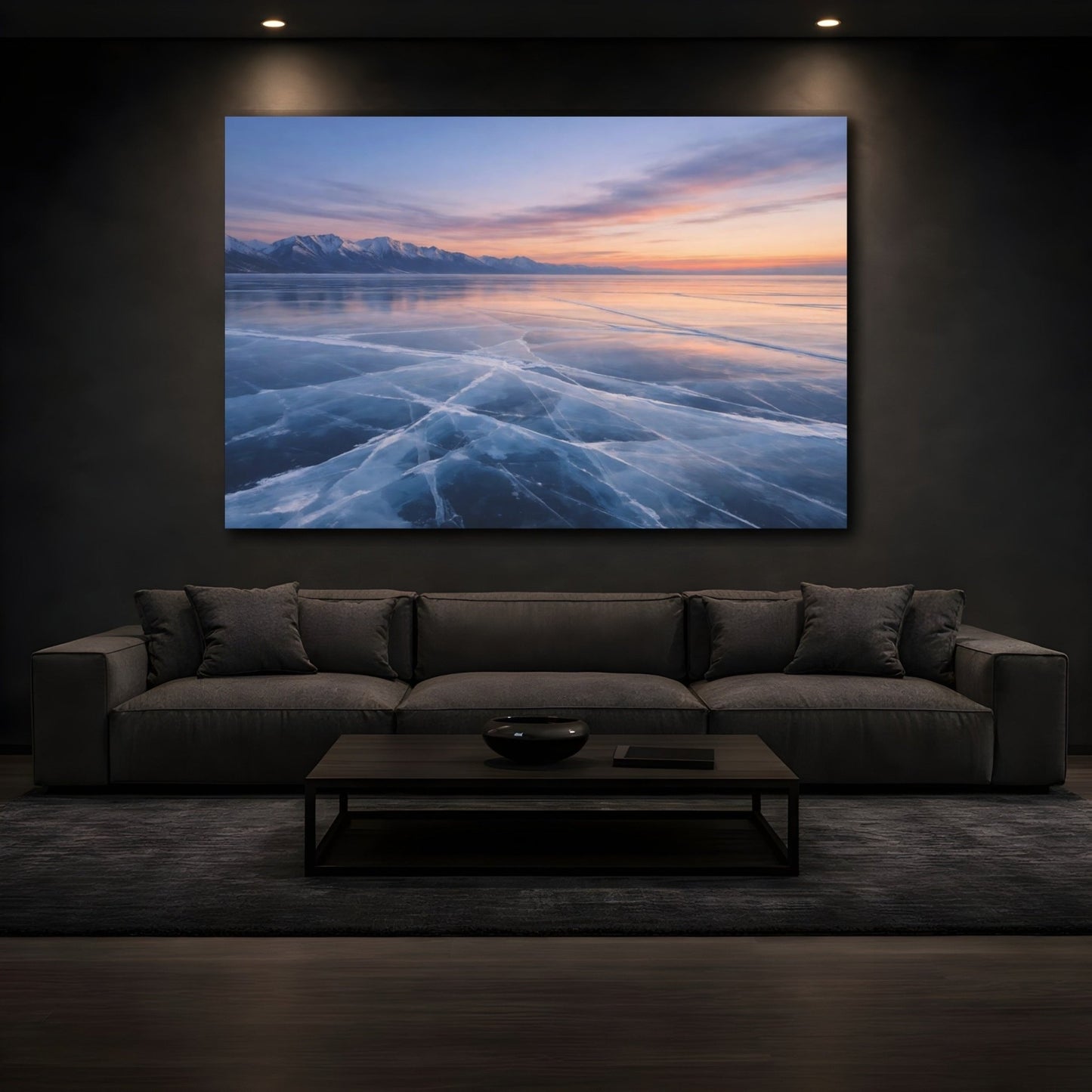 Nature Frozen Lake Blue - Canvas Wall Art Print - YesArtYes