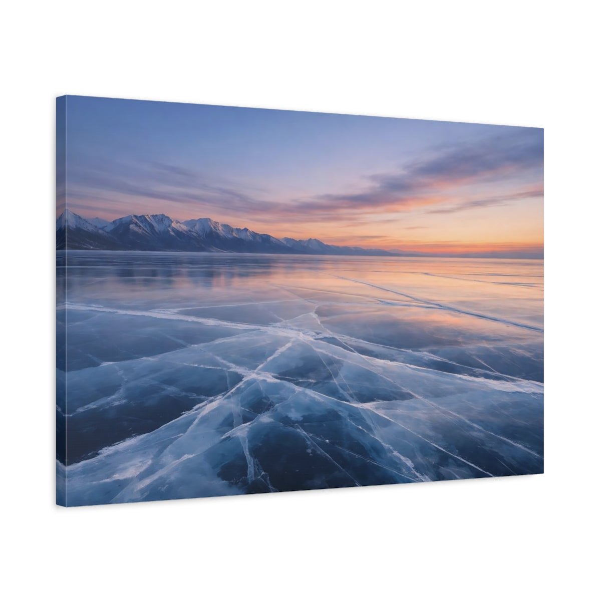 Nature Frozen Lake Blue - Canvas Wall Art Print - YesArtYes