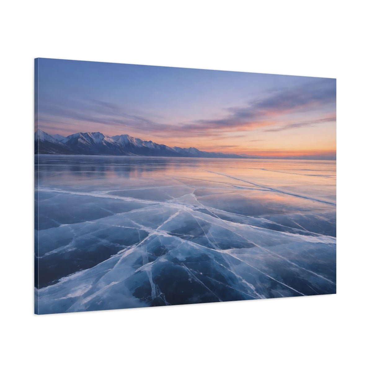 Nature Frozen Lake Blue - Canvas Wall Art Print - YesArtYes