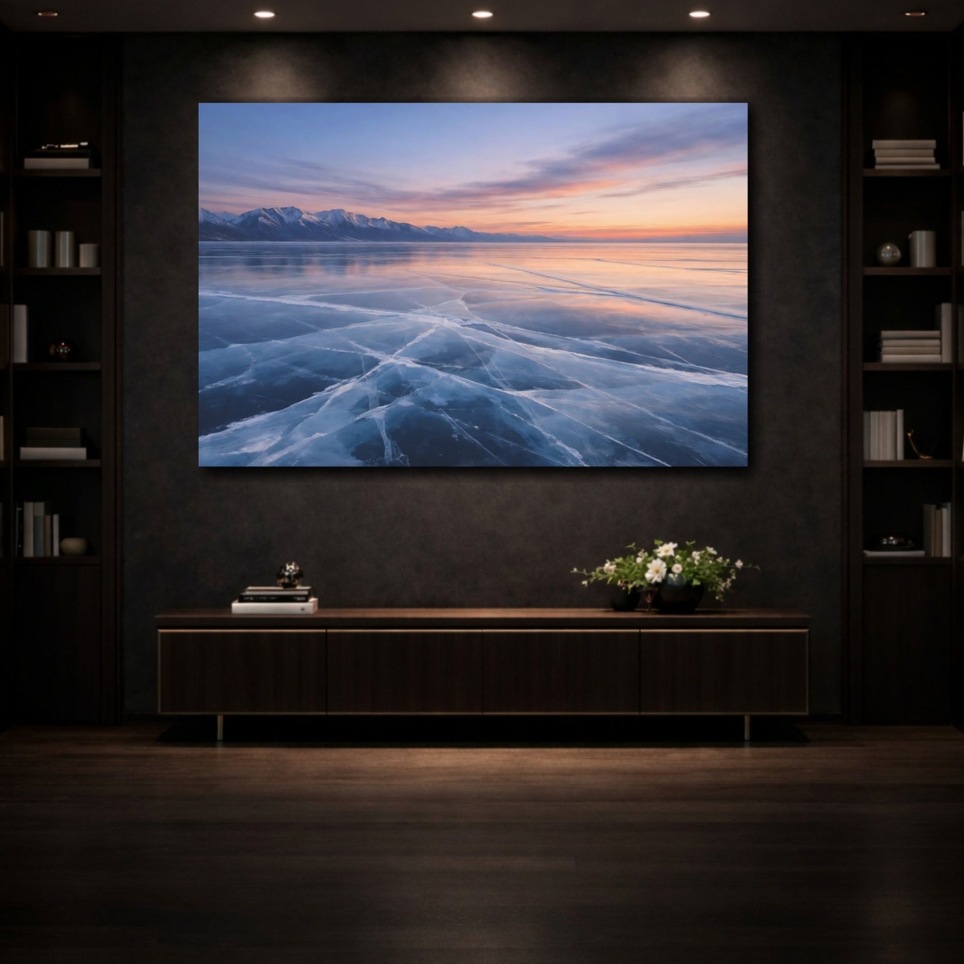 Nature Frozen Lake Blue - Canvas Wall Art Print - YesArtYes