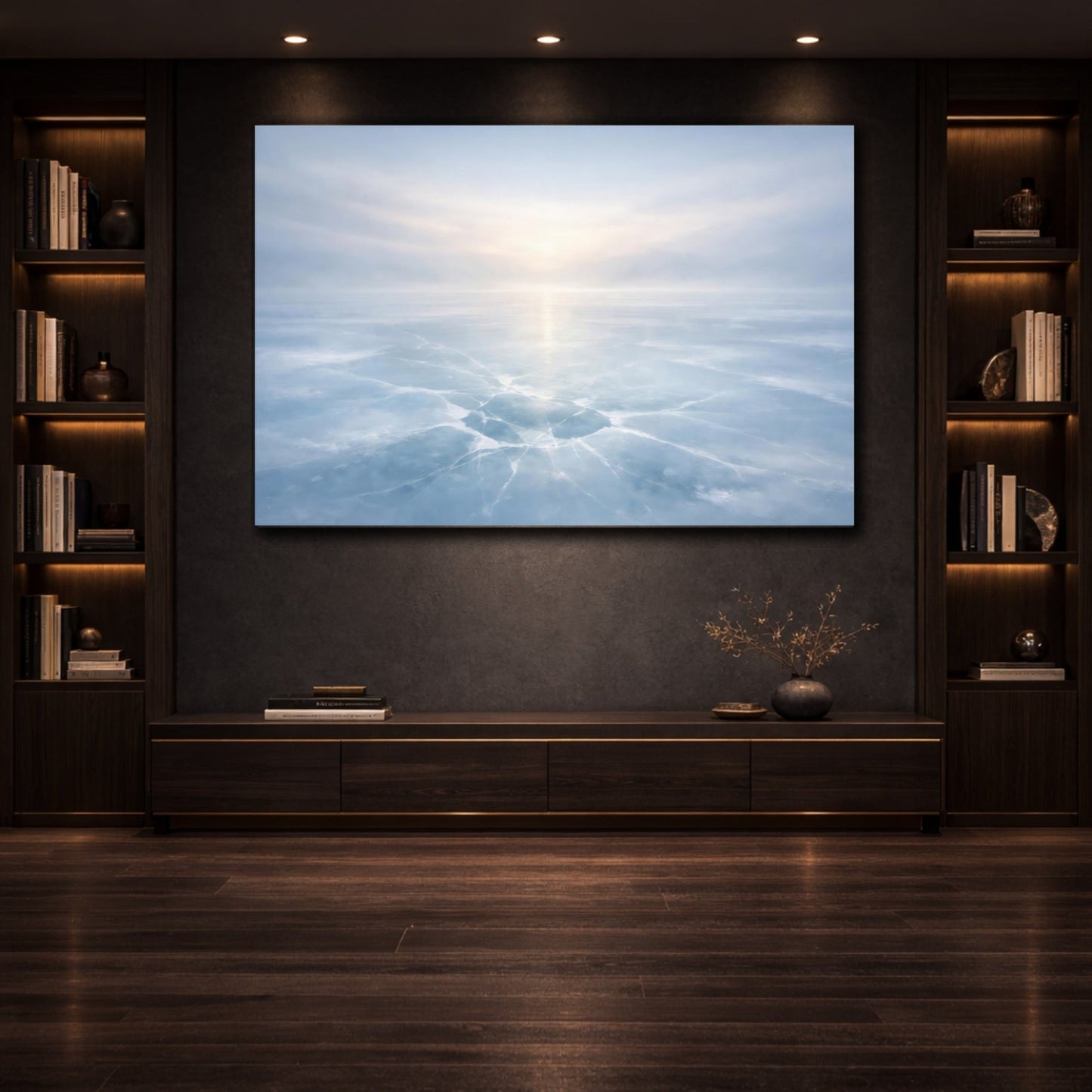 Nature Frozen Lake Icy Blue - Canvas Wall Art Print - YesArtYes
