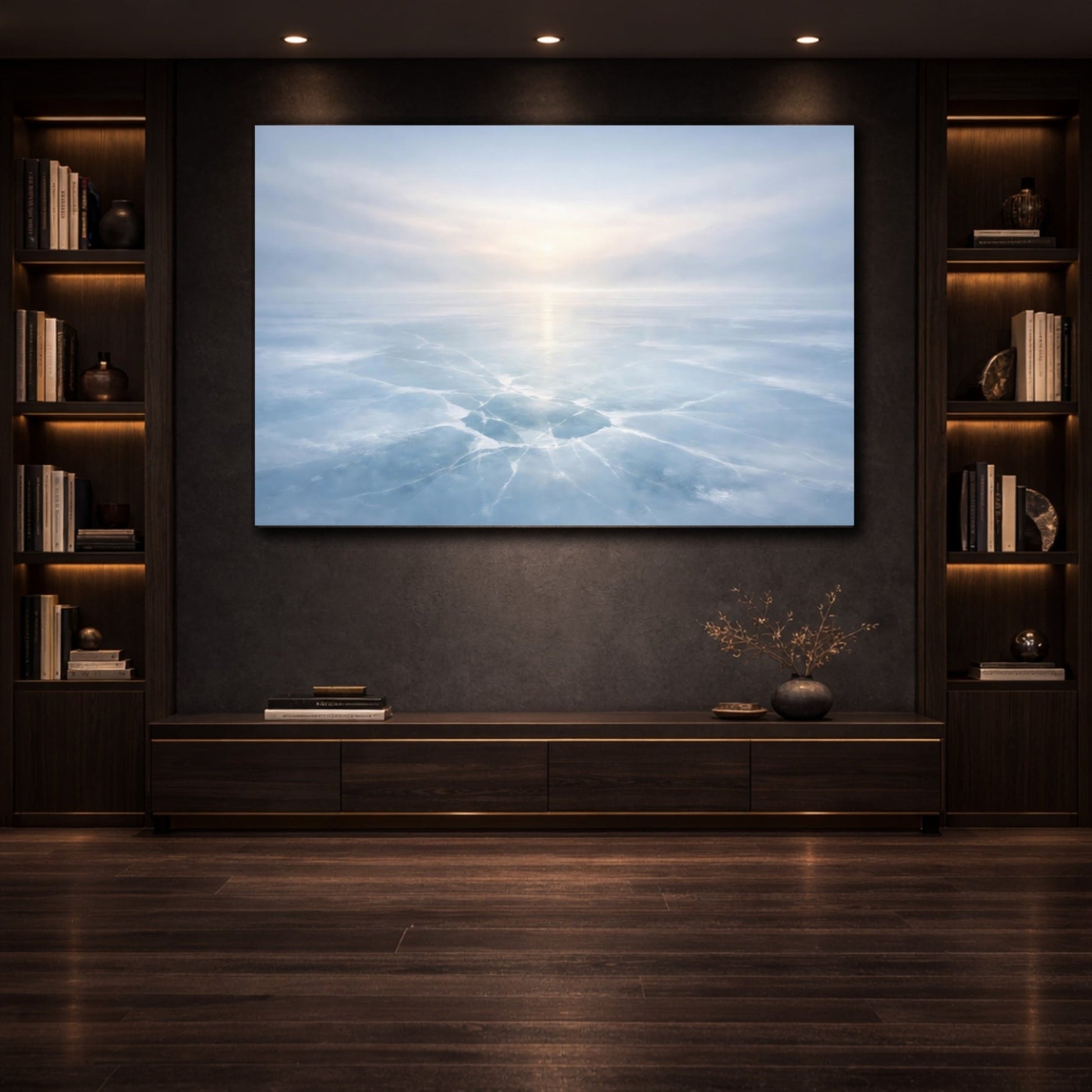 Nature Frozen Lake Icy Blue - Canvas Wall Art Print - YesArtYes